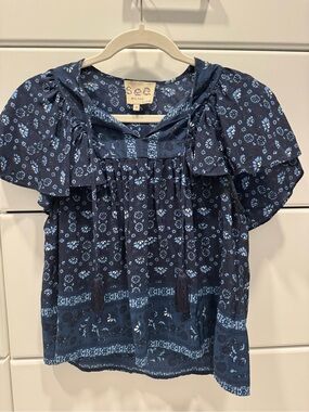 Sea New York Silk Patterned Peasant Top